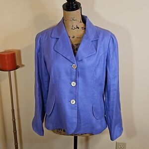 Coldwater Creek Lavender linen blazer jacket size 12P